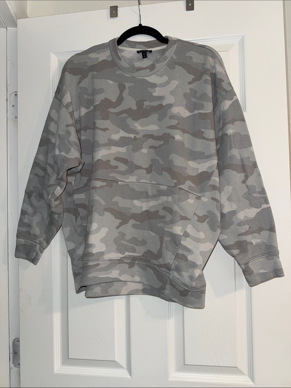 Express women’s Gray Camouflage Crewneck Sweatshirt
